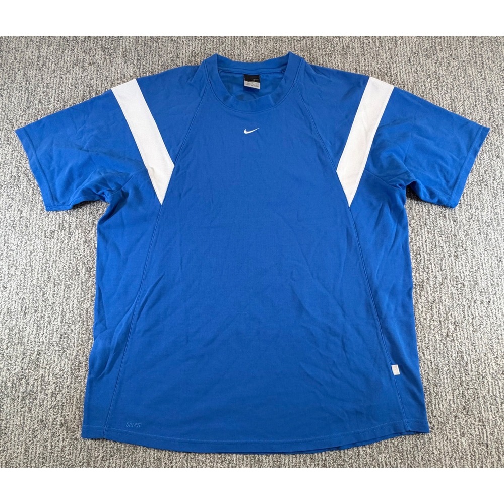 Nike T-Shirt Mens Large Blue Dri-FIT Short Sleeve Athletic Training F40105HSE
